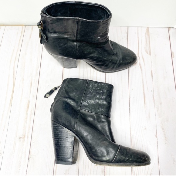 Rag & Bone Women's Black Newbury Leather Block Heel Ankle Bootie - Picture 3 of 16